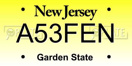 A53FEN New Jersey License Plate