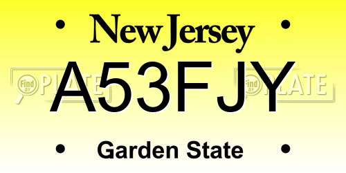 A53FJY New Jersey License Plate