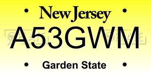 A53GWM New Jersey License Plate