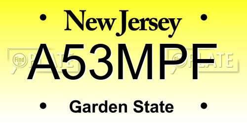 A53MPF New Jersey License Plate