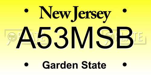 A53MSB New Jersey License Plate