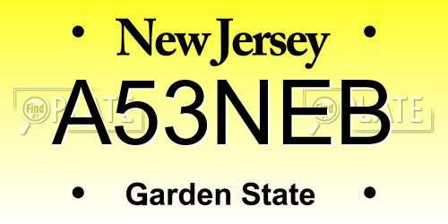 A53NEB New Jersey License Plate
