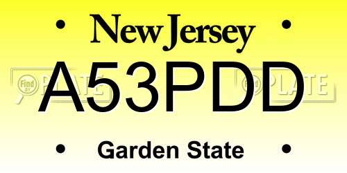 A53PDD New Jersey License Plate