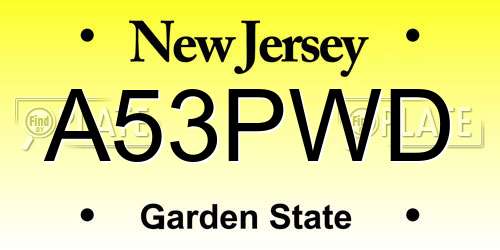 A53PWD New Jersey License Plate