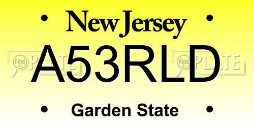 A53RLD New Jersey License Plate