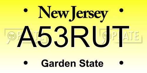 A53RUT New Jersey License Plate