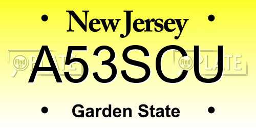 A53SCU New Jersey License Plate
