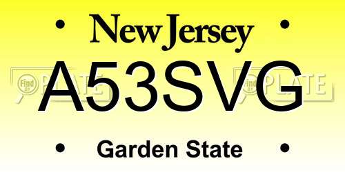 A53SVG New Jersey License Plate