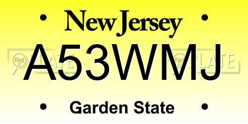 A53WMJ New Jersey License Plate