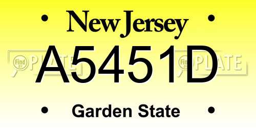 A5451D New Jersey License Plate