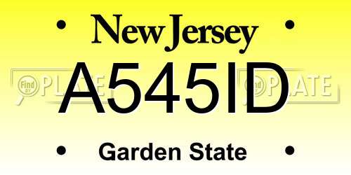 A545ID New Jersey License Plate