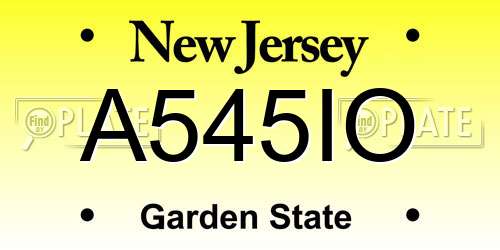 A545IO New Jersey License Plate