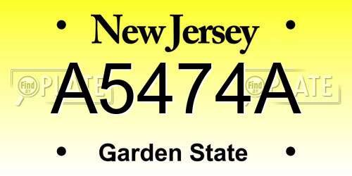 A5474A New Jersey License Plate
