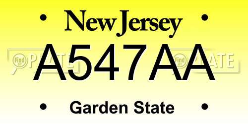 A547AA New Jersey License Plate