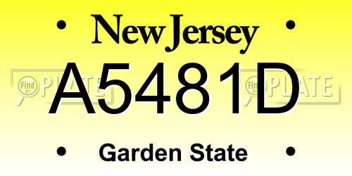 A5481D New Jersey License Plate