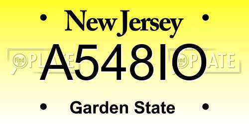 A548IO New Jersey License Plate