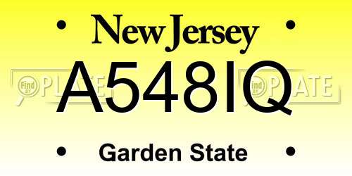 A548IQ New Jersey License Plate
