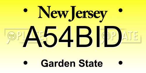 A54BID New Jersey License Plate