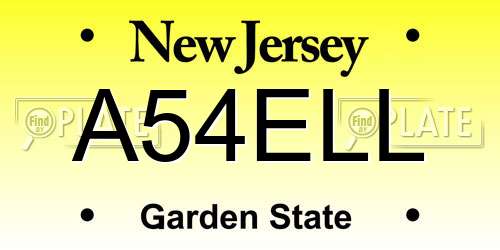 A54ELL New Jersey License Plate