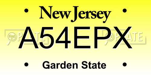 A54EPX New Jersey License Plate