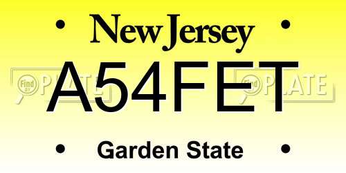 A54FET New Jersey License Plate