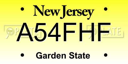 A54FHF New Jersey License Plate