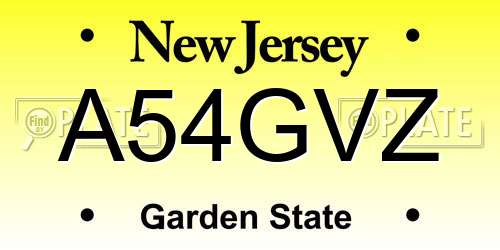A54GVZ New Jersey License Plate