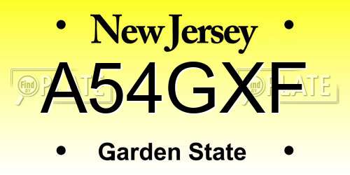 A54GXF New Jersey License Plate