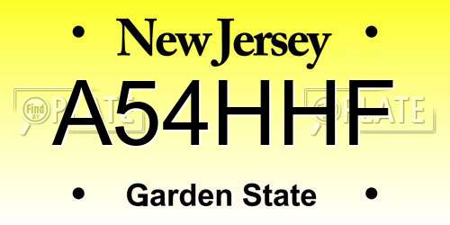 A54HHF New Jersey License Plate