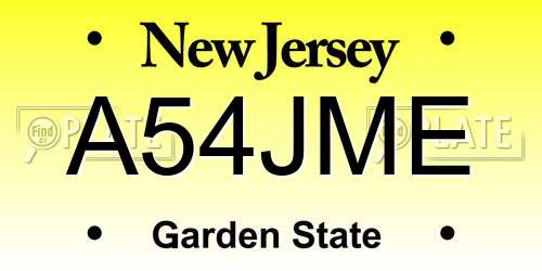 A54JME New Jersey License Plate