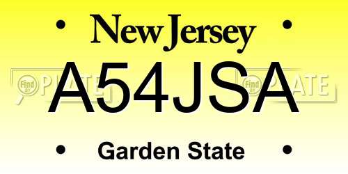 A54JSA New Jersey License Plate