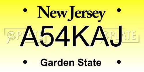 A54KAJ New Jersey License Plate