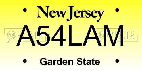 A54LAM New Jersey License Plate