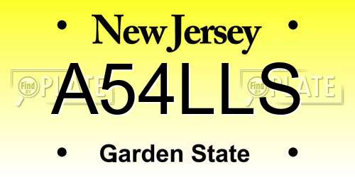 A54LLS New Jersey License Plate