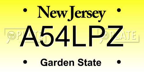 A54LPZ New Jersey License Plate