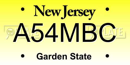 A54MBC New Jersey License Plate