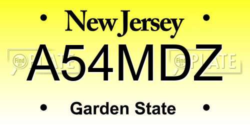A54MDZ New Jersey License Plate