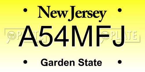 A54MFJ New Jersey License Plate