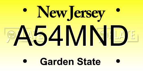 A54MND New Jersey License Plate