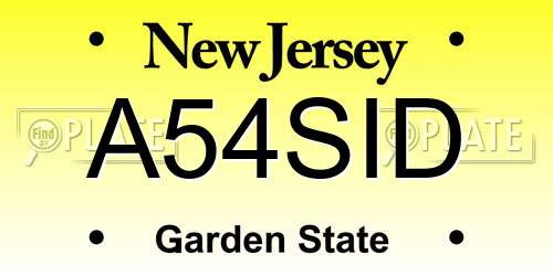 A54SID New Jersey License Plate
