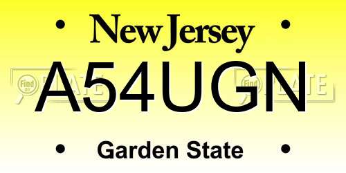 A54UGN New Jersey License Plate