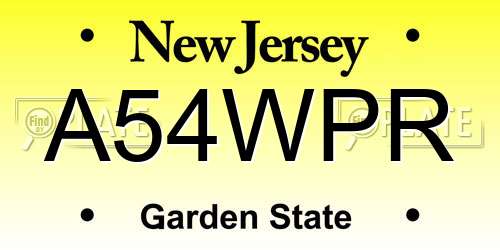 A54WPR New Jersey License Plate