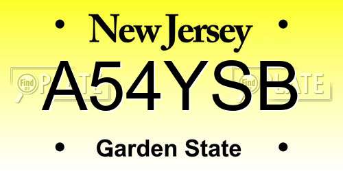 A54YSB New Jersey License Plate