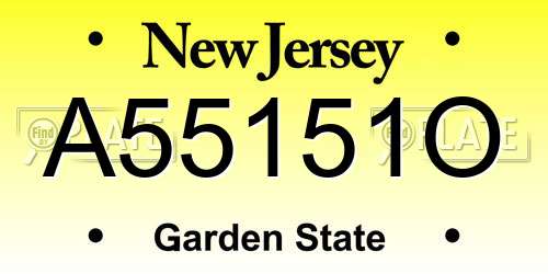 A55151O New Jersey License Plate