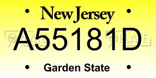 A55181D New Jersey License Plate