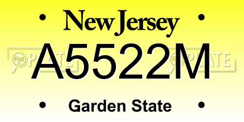 A5522M New Jersey License Plate