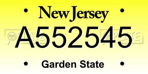 A552545 New Jersey License Plate