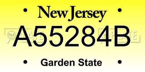 A55284B New Jersey License Plate