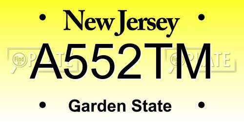 A552TM New Jersey License Plate