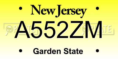 A552ZM New Jersey License Plate